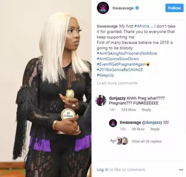 See Don Jazzy’s Reaction To Tiwa Savage Announcing She Wants To Get Pregnant Again